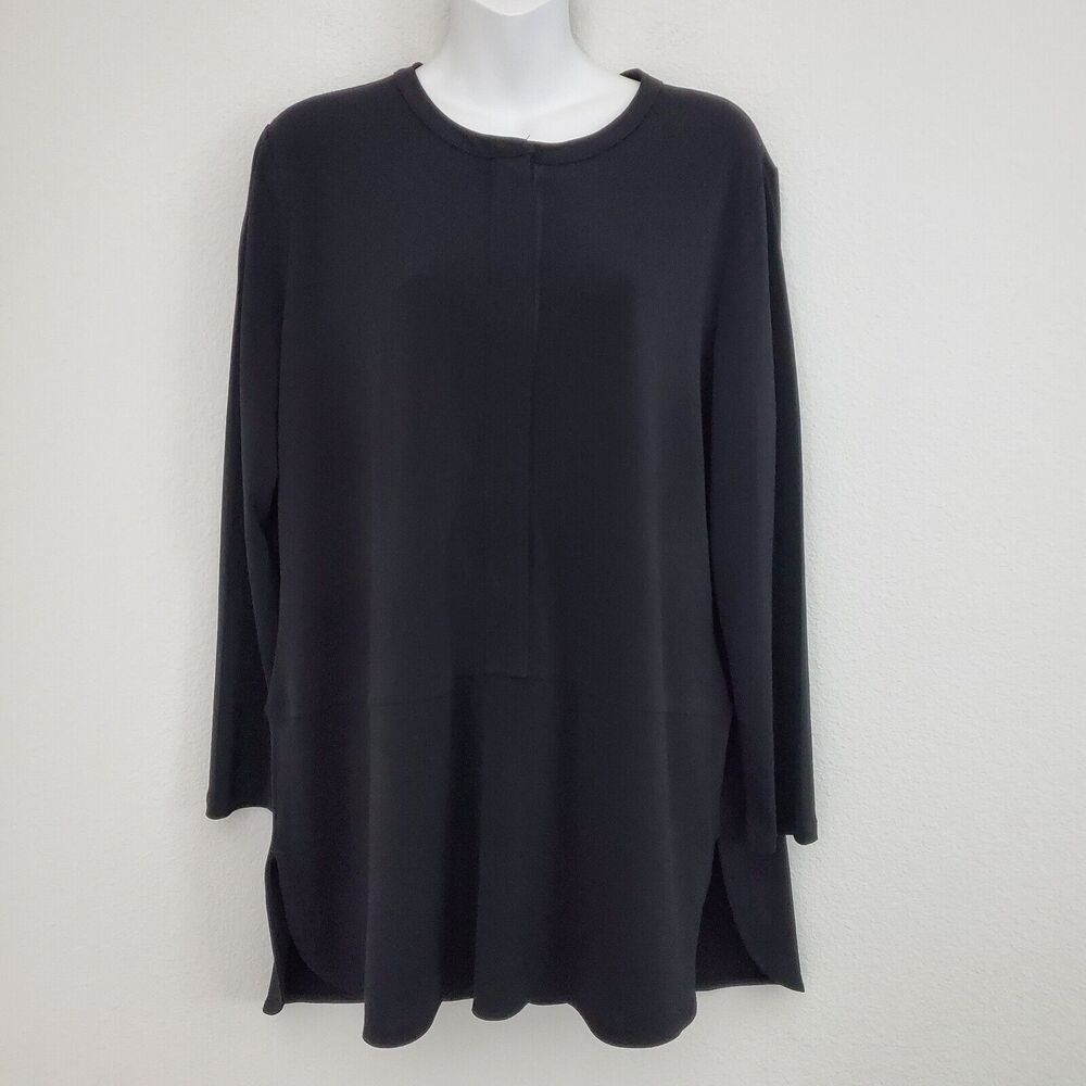 Lauren Ralph Lauren Tunic Top XL Black Popover Classic Minimalist Stretchy